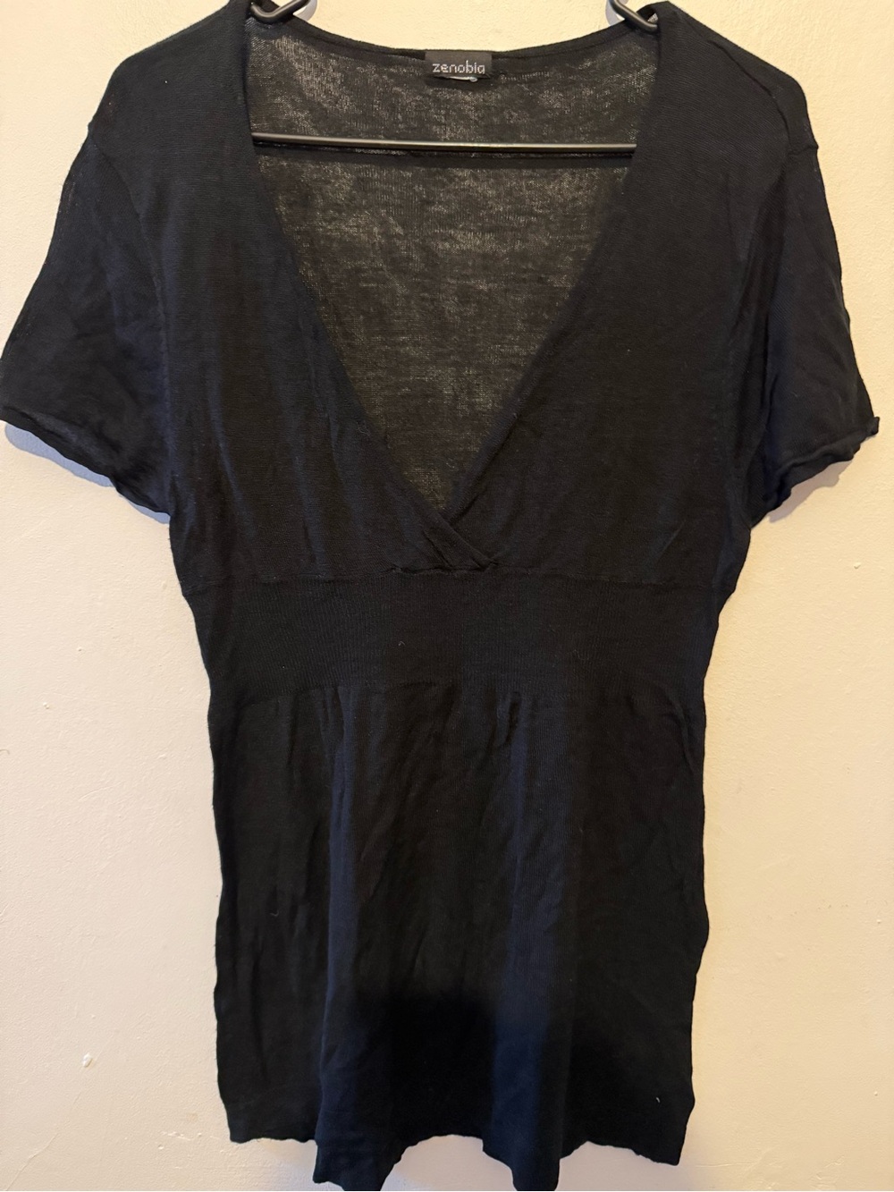 Zenobia Black V-Neck Short Sleeve Tunic